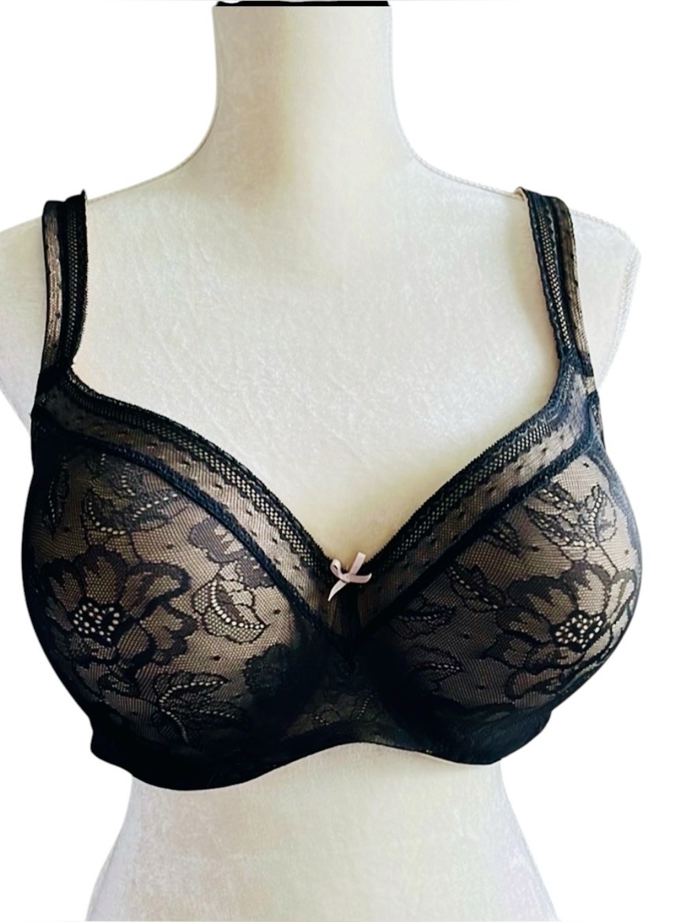 Cacique 40F Black Lace Underwire Bra Full Coverage Plus Size